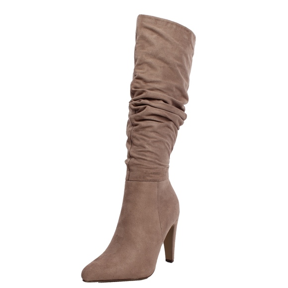 Size 9 Taupe Faux Suede Slouchy Knee High Stiletto - Picture 2 of 6